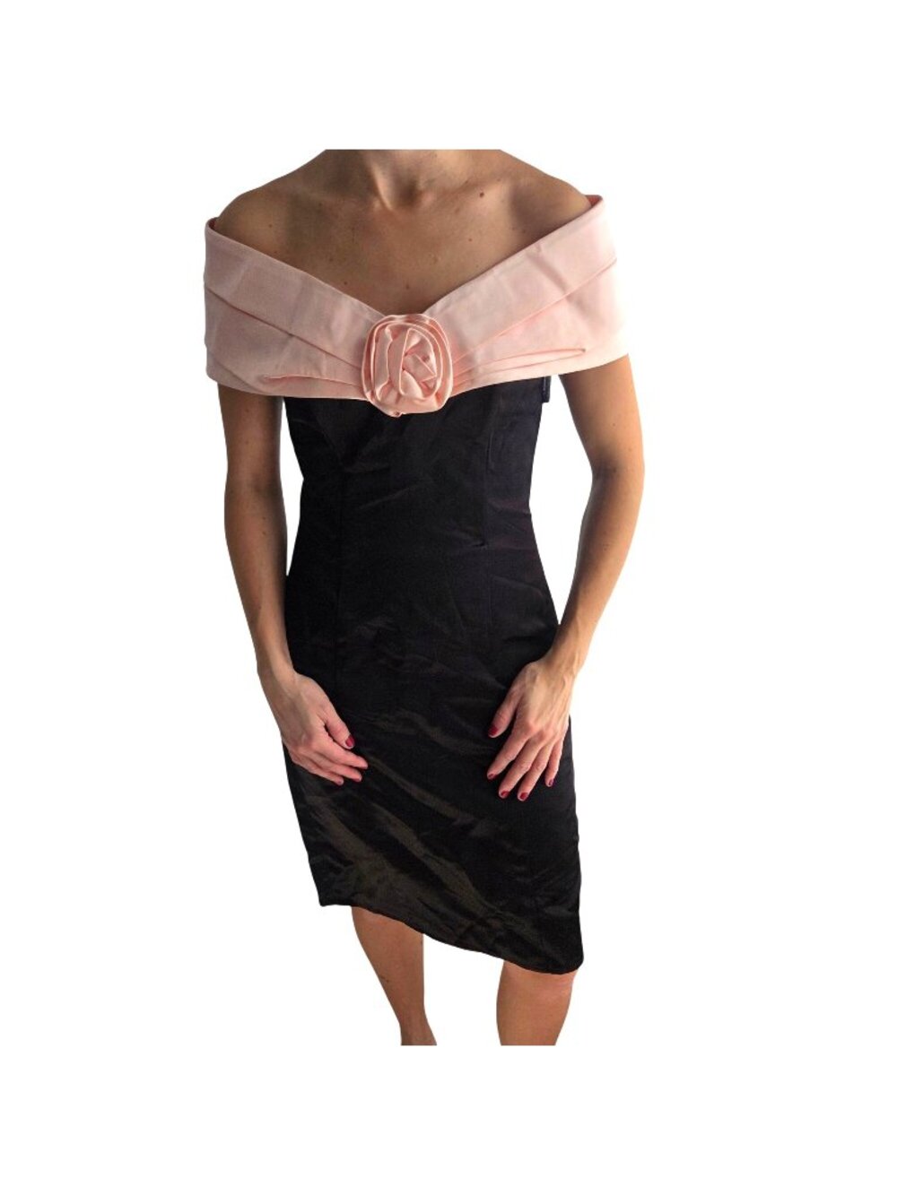 VTG Jessica McClintock for Gunne Sax Satin 80s Black Cocktail Dress Size 6